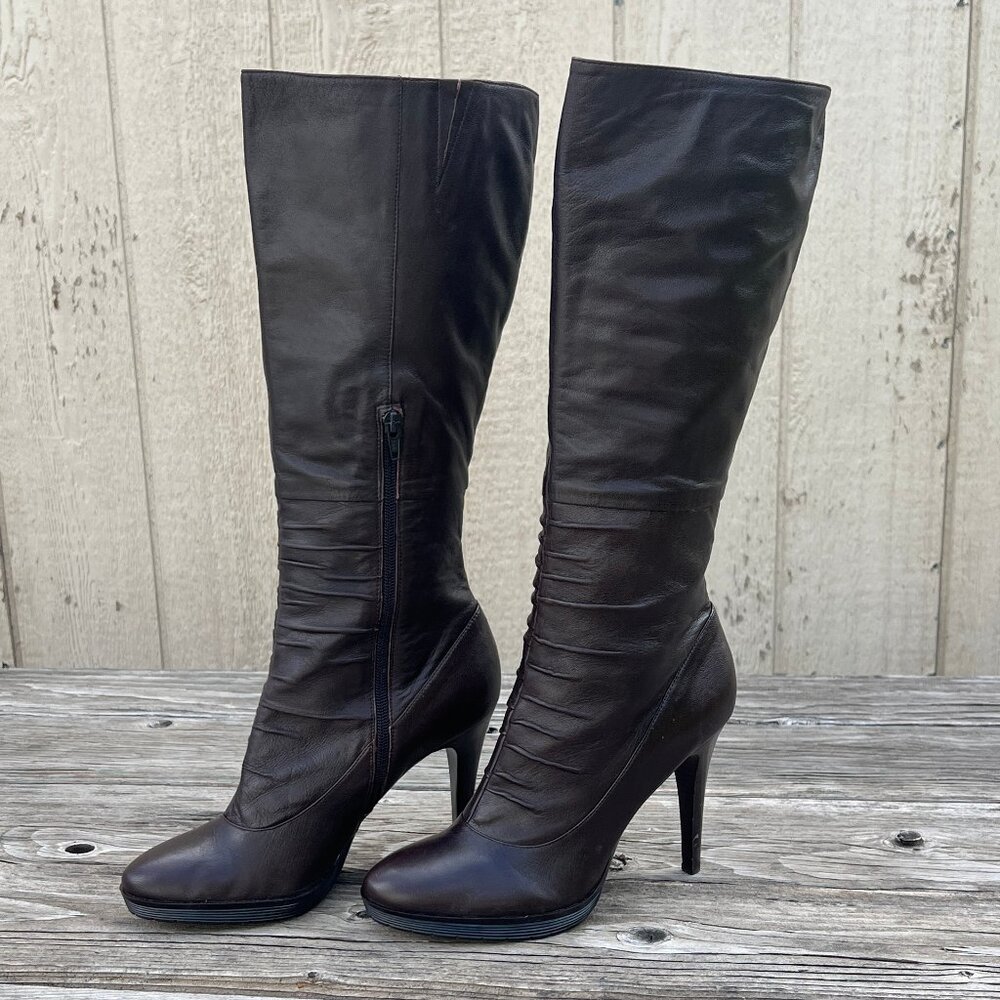 Calvin Klein Kicky Tall Ruched Boots Stiletto Heel Size 10